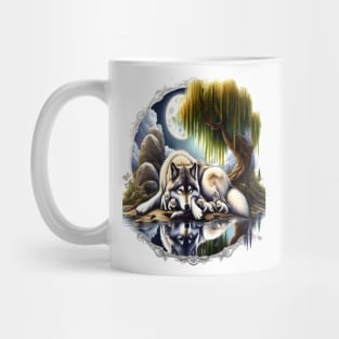 Moonlit Serenity A Slumbering Wolf Mug